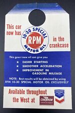 1954 vintage RPM Motor Oil Advertising Car Tag Standard Oil California picture