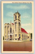 Vintage Postcard OK Oklahoma City First Lutheran Church Linen ~6862 picture