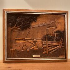 Vintage Kim Murray Wood Carving Picture    SUMMER FUN   18.5 W 14.75 H picture