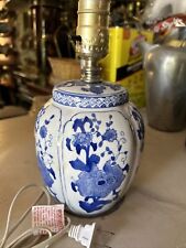 Delft BLUE & WHITE Floral Urn Accent Table Lamp 10” To Socket Vintage picture