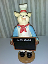 Chef Pig Restaurant Chalk Board Menu Figurine 12 in. Hand Painted Arister Gifts picture