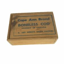 Vintage Cape Ann Brand Boneless Cod Sliding Cover Wood Box  picture