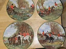 6 Vintage Email de Limoges 1855 THE HUNT Fox Hunting Equestrian Plates 24E002 picture