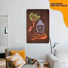 NEON LORD BUDDHA FRAME With LED Light 12x18CM For Decorate Your House Pooja Ghar picture