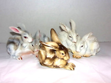 Lot of 3 Tay Italy Porcelain Bunny Rabbit Figurines White Grey & Brown picture