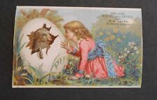 Victorian Trade Card 1880's H.D. Bates Boots & Shoes Easter Egg Lamb & Girl picture