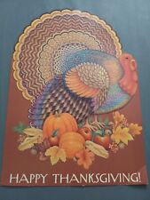 Happy Thanksgiving Lrg Turkey Poster Wall Door Hanging Cardboard Hallmark Vtg picture