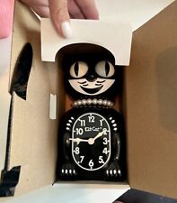Kit-Cat Klock Classic Black LADY w/ Pearl Necklace Vintage Retro Black Cat Clock picture