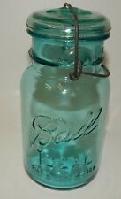 Vintage Blue Ball Ideal Clamp Top Quart Canning Jar 1908 Patent picture