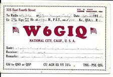 QSL 1933 National City CA   radio card picture