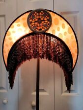  Victorian Style Half Moon Shaped Lamp Shade Orange, Gold & Brown Beaded Fringes picture