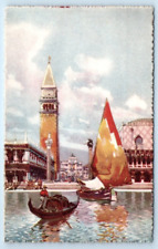 VENEZIA Piazzetta S. Marco dalla Laguna ITALY artist Postcard picture