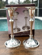 Pair of Majestic Giftware Silver Plated Candlesticks for Taper Candles Judaica picture