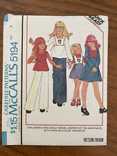 1976 McCall’s Sewing Pattern 5194 Girls Jumper Summer Dress Top Pants Sz 7 UNCUT picture