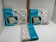 JCPenney No Iron Muslin Caroline Floral Twin Sheet Set Flat Fitted Pillowcases picture