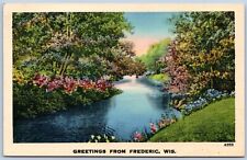 Postcard WI Wisconsin Greetings From Frederic Polk County Linen WI07 picture