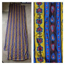 VTG MCM Mid Century Tiki Hawaiian Tropical Textile Fabric Blue Red Yellow Brown picture