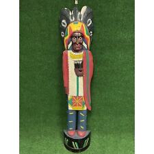 WOODEN CIGAR STORE INDIAN 59” Sculpture, WHITE/RED SHIRT, Approximately 5ft. picture