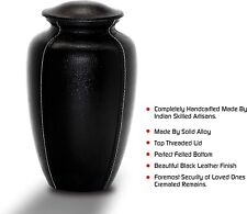 Pet Cremation Urns for Human Ashes - Beloved  Black Leather Urn with Bag picture