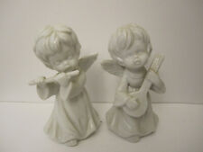 Vtg Japan Ceramic White Angels With Instruments Violin and Mandalin 4.25