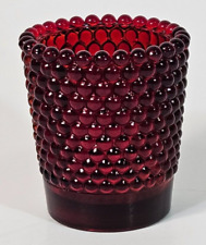 Vintage Degenhart Ruby Red Hobnail Glass Votive Tealight Candle Holder UV Glow picture