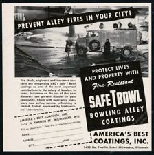 1949 Safe T Bowl bowling alley fire resistant coatings CFD Chicago Fire truck ad picture