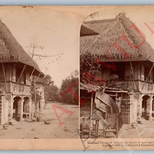 1899 Tino Jeros Philippines House Village Real Photo Stereoview Spanish War V43 picture