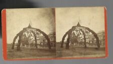 Canandaigua NY Main Street 1870s Photo  Stereoview HONOR THE BRAVE FIREMEN Arch picture