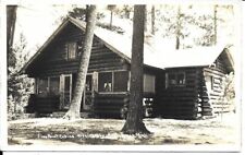 Log Cabin RPPC in Higgins Lake Michigan, Flag Point Mailed 1941 Vintage Postcard picture