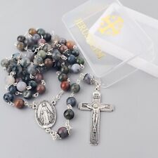 Catholic Jerusalem Rosary Necklace India Agate beads Miraculous Medal & cross picture