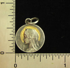 Vintage Virgin Mary Medal Religious Holy Catholic Petite Medal Small Size picture