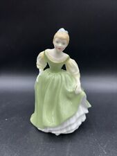 Vintage Royal Doulton Figurine FAIR MAIDEN Green Bone China Flowers England picture