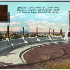 c1940s Council Bluffs, IA Oakland Drive City Birds Eye Abraham Lincoln PC A243 picture