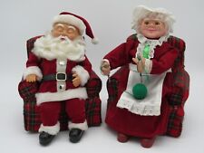 Vintage Gemmy Animated Knitting Mrs. Claus in Plaid Chair Musical Tested/Works picture