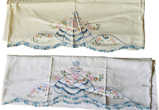 2 vintage new embroidered pillowcases picture