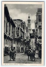 c1930's View Of Native Street Cairo Egypt, Dirt Road Buildings Vintage Postcard picture