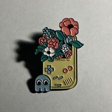 Flower Yellow Gameboy PAC Man Pin, Lapel, Enamel, Brooch, Video Game Collectible picture