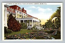 Miami FL-Florida, Royal Palm And Hotel, Gardens, Vintage Postcard picture