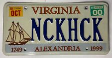 Virginia License Plate - Alexandria, Ship, 1749-1999 - Good Condition picture