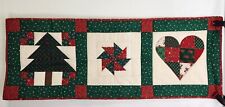Handmade Christmas Table Runner Red Green White Tree Patchwork Heart HOLIDAY EUC picture