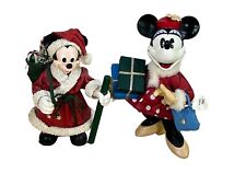 Vtg 1989 Walt Disney Mickey and Minnie Mouse Santa's World Fabric Mache  8