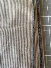 1.25yd Vtg woven cotton FABRIC 45”x44”ticking stripe brown tan &indigo selvedge picture