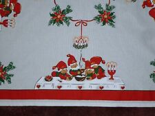 retro Vintage Tablecloth Sweden Scandinavian Tomte Elves in Costume Christmas picture