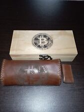 Crypto Bitcoin Tobacco Case, 100% Pure Italian Cow Leather Brown  HAND MADE picture