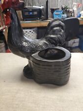 VTG MCM California Pottery Black Rooster Chicken Ceramic Planter 13