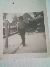 Vintage PhotoGraph Little Boy In Snow Gear 1900s Snowball Snow Fun Day picture