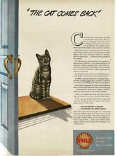 1946 Shell Oil Co. Research cat on doorstep Vintage Print Ad picture