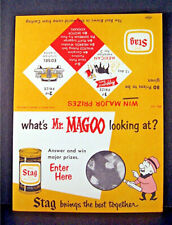 1955 Stag Beer Mr Magoo Flat Top Beer Can Edsel Car Carling Promo Table Top Sign picture