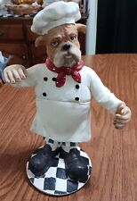 Vintage French Bulldog Chef Chalkware Statue 11.5
