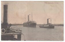 Port Adelaide River Ship & Tug Boat South Australia Old POSTCARD sent 1908 picture